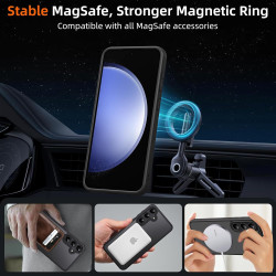 Coque pour Samsung Galaxy S23 FE 5G Compatible avec MagSafe avec 2 Verre Trempé, Magnétique Etui Translucide Mat Arrière Housse,