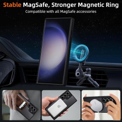 pour Samsung Galaxy S23 Ultra 5G Coque Compatible avec MagSafe avec 2 Verre Trempé, Magnétique Etui Translucide Mat Arrière Hous