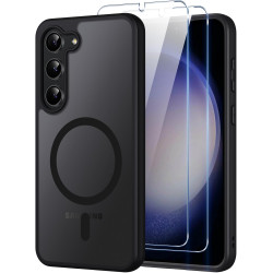 Coque pour Samsung Galaxy S23+ / S23 Plus 5G Compatible avec MagSafe avec 2 Verre Trempé, Magnétique Etui Translucide Mat Arrièr