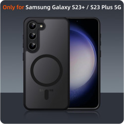 Coque pour Samsung Galaxy S23+ / S23 Plus 5G Compatible avec MagSafe avec 2 Verre Trempé, Magnétique Etui Translucide Mat Arrièr