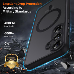 Coque pour Samsung Galaxy S24 5G Compatible avec MagSafe avec 2 Verre Trempé, Magnétique Etui Translucide Mat Arrière Housse, Pr