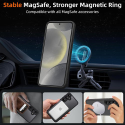 Coque pour Samsung Galaxy S24 5G Compatible avec MagSafe avec 2 Verre Trempé, Magnétique Etui Translucide Mat Arrière Housse, Pr