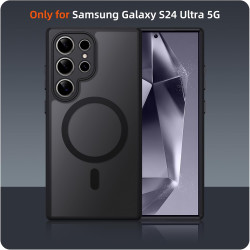 Coque pour Samsung Galaxy S24 Ultra 5G Compatible avec MagSafe avec 2 Verre Trempé, Magnétique Etui Translucide Mat Arrière Hous