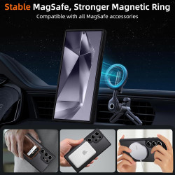 Coque pour Samsung Galaxy S24 Ultra 5G Compatible avec MagSafe avec 2 Verre Trempé, Magnétique Etui Translucide Mat Arrière Hous
