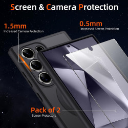 Coque pour Samsung Galaxy S24 Ultra 5G Compatible avec MagSafe avec 2 Verre Trempé, Magnétique Etui Translucide Mat Arrière Hous