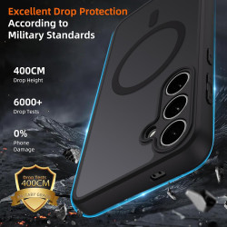 Coque pour Samsung Galaxy S24+/S24 Plus 5G Compatible avec MagSafe avec 2 Verre Trempé, Magnétique Etui Translucide Mat Arrière 