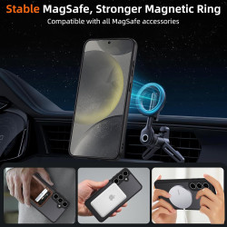 Coque pour Samsung Galaxy S24+/S24 Plus 5G Compatible avec MagSafe avec 2 Verre Trempé, Magnétique Etui Translucide Mat Arrière 