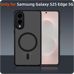 Coque pour Samsung Galaxy S25 Edge 5G Compatible avec MagSafe avec 2 Verre Trempé, Magnétique Etui Translucide Mat Arrière Houss