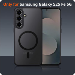 pour Samsung Galaxy S25 Fe 5G Coque Compatible avec MagSafe avec 2 Verre Trempé, Magnétique Etui Translucide Mat Arrière Housse,
