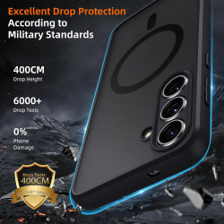 pour Samsung Galaxy S25 Fe 5G Coque Compatible avec MagSafe avec 2 Verre Trempé, Magnétique Etui Translucide Mat Arrière Housse,