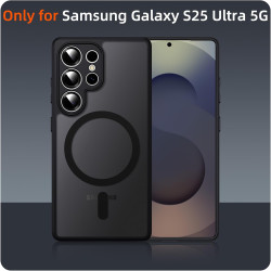 Coque pour Samsung Galaxy S25 Ultra 5G Compatible avec MagSafe avec 2 Verre Trempé, Magnétique Etui Translucide Mat Arrière Hous