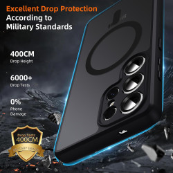 Coque pour Samsung Galaxy S25 Ultra 5G Compatible avec MagSafe avec 2 Verre Trempé, Magnétique Etui Translucide Mat Arrière Hous