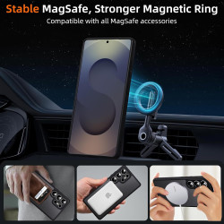 Coque pour Samsung Galaxy S25 Ultra 5G Compatible avec MagSafe avec 2 Verre Trempé, Magnétique Etui Translucide Mat Arrière Hous