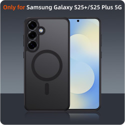 Coque pour Samsung Galaxy S25+/S25 Plus 5G Compatible avec MagSafe avec 2 Verre Trempé, Magnétique Etui Translucide Mat Arrière 