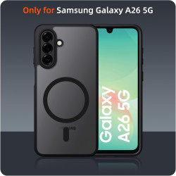 Coque pour Samsung Galaxy A26 5G Compatible avec MagSafe avec 2 Verre Trempé, Magnétique Etui Translucide Mat Arrière Housse, d'