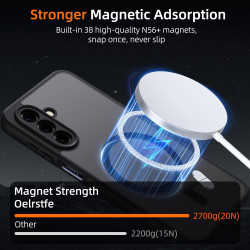 Coque pour Samsung Galaxy A26 5G Compatible avec MagSafe avec 2 Verre Trempé, Magnétique Etui Translucide Mat Arrière Housse, d'