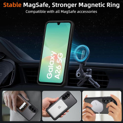Coque pour Samsung Galaxy A26 5G Compatible avec MagSafe avec 2 Verre Trempé, Magnétique Etui Translucide Mat Arrière Housse, d'