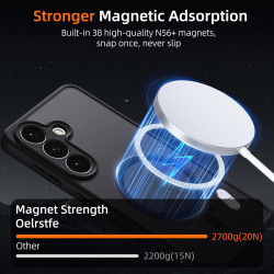 Coque pour Samsung Galaxy S26 Compatible avec MagSafe avec 2 Verre Trempé, Magnétique Etui Translucide Mat Arrière Housse, Prote