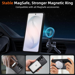 Coque pour Samsung Galaxy S26 Compatible avec MagSafe avec 2 Verre Trempé, Magnétique Etui Translucide Mat Arrière Housse, Prote