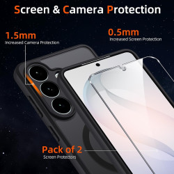 Coque pour Samsung Galaxy S26 Compatible avec MagSafe avec 2 Verre Trempé, Magnétique Etui Translucide Mat Arrière Housse, Prote