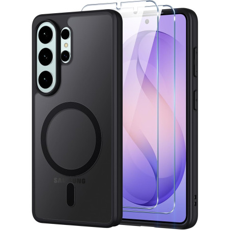 Coque pour Samsung Galaxy S26 Ultra Compatible avec MagSafe avec 2 Verre Trempé, Magnétique Etui Translucide Mat Arrière Housse,