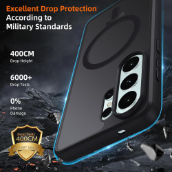 Coque pour Samsung Galaxy S26 Ultra Compatible avec MagSafe avec 2 Verre Trempé, Magnétique Etui Translucide Mat Arrière Housse,