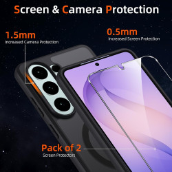 Coque pour Samsung Galaxy S26 Ultra Compatible avec MagSafe avec 2 Verre Trempé, Magnétique Etui Translucide Mat Arrière Housse,