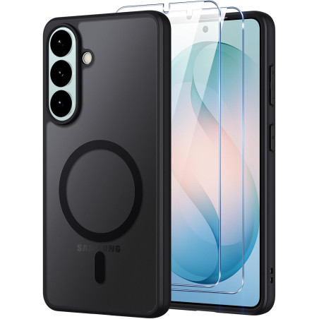 Coque pour Samsung Galaxy S26+ / S26 Plus Compatible avec MagSafe avec 2 Verre Trempé, Magnétique Etui Translucide Mat Arrière H