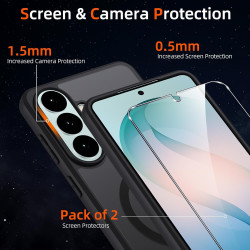 Coque pour Samsung Galaxy S26+ / S26 Plus Compatible avec MagSafe avec 2 Verre Trempé, Magnétique Etui Translucide Mat Arrière H
