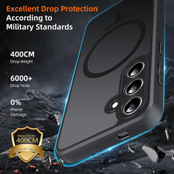 Coque pour Samsung Galaxy A34 5G Compatible avec MagSafe avec 2 Verre Trempé, Magnétique Etui Translucide Mat Arrière Housse, Pr
