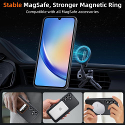 Coque pour Samsung Galaxy A34 5G Compatible avec MagSafe avec 2 Verre Trempé, Magnétique Etui Translucide Mat Arrière Housse, Pr
