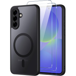 pour Samsung Galaxy A36 5G Coque Compatible avec MagSafe avec 2 Verre Trempé, Magnétique Etui Translucide Mat Arrière Housse, Pr