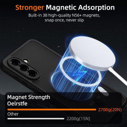pour Samsung Galaxy A36 5G Coque Compatible avec MagSafe avec 2 Verre Trempé, Magnétique Etui Translucide Mat Arrière Housse, Pr