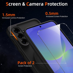 pour Samsung Galaxy A36 5G Coque Compatible avec MagSafe avec 2 Verre Trempé, Magnétique Etui Translucide Mat Arrière Housse, Pr