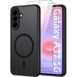Coque pour Samsung Galaxy A37 5G Compatible avec MagSafe avec 2 Verre Trempé, Magnétique Etui Translucide Mat Arrière Housse, Pr