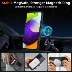 Coque pour Samsung Galaxy A52 4G/5G / A52s 5G Compatible avec MagSafe avec 2 Verre Trempé, Magnétique Etui Translucide Mat Arriè