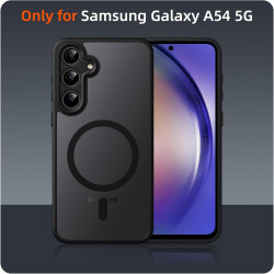 pour Samsung Galaxy A54 5G Coque Compatible avec MagSafe avec 2 Verre Trempé, Magnétique Etui Translucide Mat Arrière Housse, d'