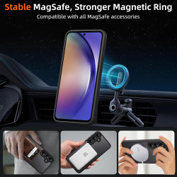 pour Samsung Galaxy A54 5G Coque Compatible avec MagSafe avec 2 Verre Trempé, Magnétique Etui Translucide Mat Arrière Housse, d'