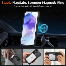 Coque pour Samsung Galaxy A55 5G Compatible avec MagSafe avec 2 Verre Trempé, Magnétique Etui Translucide Mat Arrière Housse, Pr