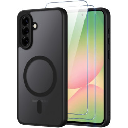 Coque pour Samsung Galaxy A56 5G Compatible avec MagSafe avec 2 Verre Trempé, Magnétique Etui Translucide Mat Arrière Housse, Pr