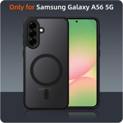 Coque pour Samsung Galaxy A56 5G Compatible avec MagSafe avec 2 Verre Trempé, Magnétique Etui Translucide Mat Arrière Housse, Pr