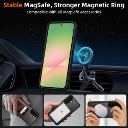 Coque pour Samsung Galaxy A56 5G Compatible avec MagSafe avec 2 Verre Trempé, Magnétique Etui Translucide Mat Arrière Housse, Pr