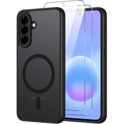 Coque pour Samsung Galaxy A57 5G Compatible avec MagSafe avec 2 Verre Trempé, Magnétique Etui Translucide Mat Arrière Housse, Pr