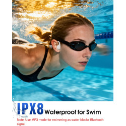 Casque conduction osseuse natation, ipx8, bleutooth 6.0, mp3 8 go | écouteurs natation ipx8 étanches, lecteur mp3 intégré, 12h a