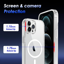 Coque Magnétique pour iPhone 12 et 12 Pro avec 2 Verres Trempés, Compatible avec MagSafe, Étui Aimantée Antichoc Anti-Jaune Anti