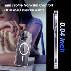 Coque Magnétique pour iPhone 14 Pro avec 2 Verres Trempés et 2 Caméra Protecteur, Compatible avec MagSafe, Étui Aimantée Anticho