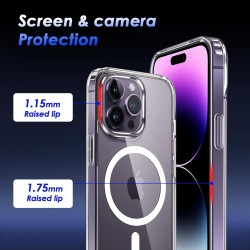 Coque Magnétique pour iPhone 14 Pro avec 2 Verres Trempés et 2 Caméra Protecteur, Compatible avec MagSafe, Étui Aimantée Anticho