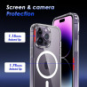 Coque Magnétique pour iPhone 14 Pro avec 2 Verres Trempés et 2 Caméra Protecteur, Compatible avec MagSafe, Étui Aimantée Anticho