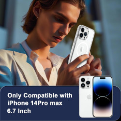 Coque Magnétique pour iPhone 14 Pro Max avec 2 Verres Trempés et 2 Caméra Protecteur, Compatible avec MagSafe, Étui Aimantée Ant