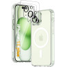 Coque Magnétique pour iPhone 15 Plus avec 2 Verres Trempés et 2 Caméra Protecteur, Compatible avec Mag Safe, Étui Aimantée Antic